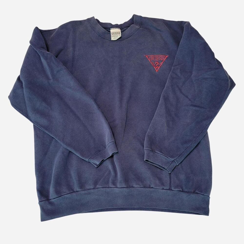 VINTAGE 80s/90s GUESS BY GEORGES MARCIANO NAVY CREWNECK SWEATSHIRT
